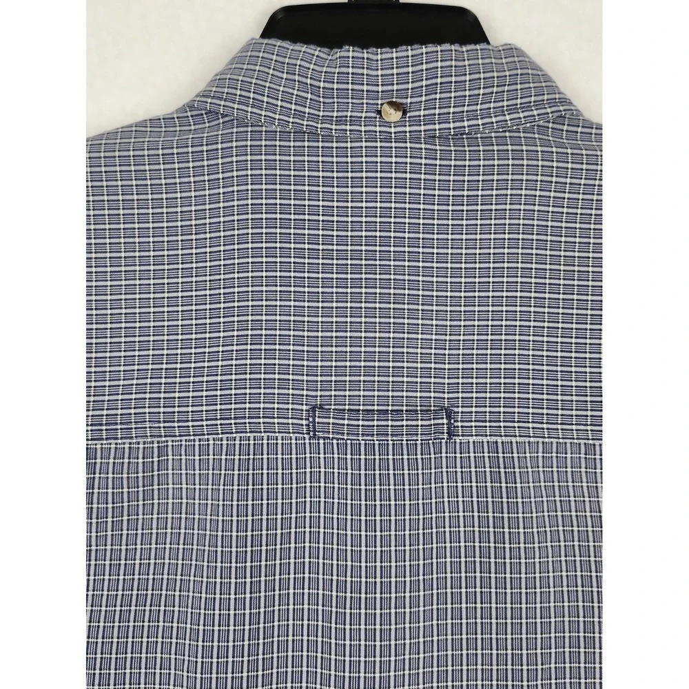 North Face Button-up Shirt Mens M Blue Plaid Short Sleeve Outdoor Casual Pocket